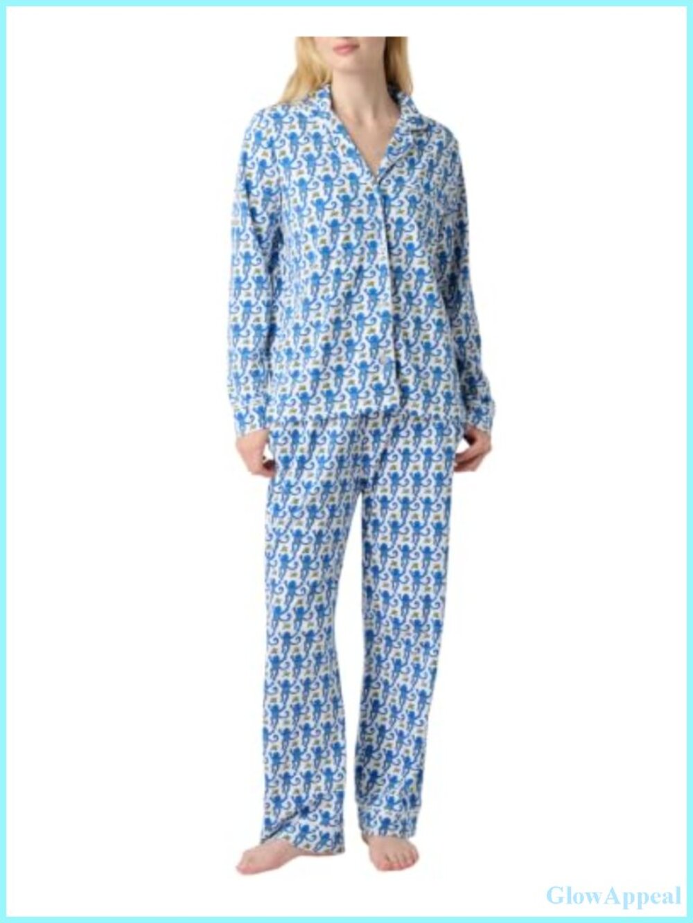 Women's 2-Piece Pajama Set Long Sleeve Button Down Top & Pants Sleep Lounge